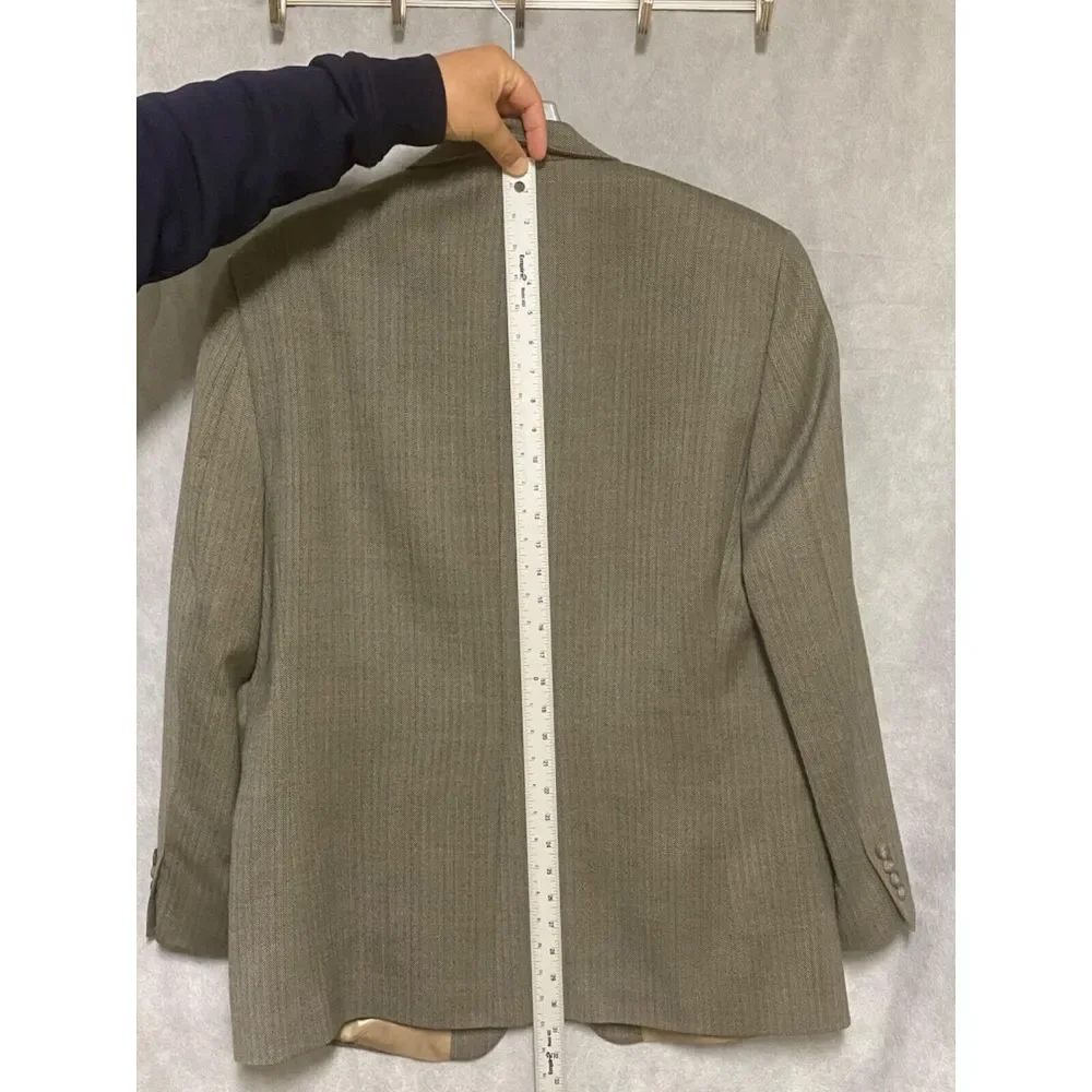 Ralph Lauren Blazer‎ Men 42R Gold Beige Herringbone 2B Wool Sport Coat Luxury